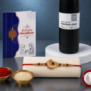 Premium Ganesha Rakhi Gift Combo with 550ml Vacuum Insulated Bottle | Raksha Bandhan Gift Set for Brother | Bignaam