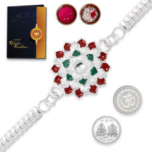 Premium Rakhi Gift Combo with Tilak, Chocolate, Greeting Card & Coin | Raksha Bandhan Gift Set | Bignaam