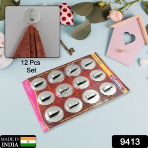 9413 Multipurpose Steel Wall Hanging Hook 12 Pc Self Adhesive Wall Hanging Hooks Sticker Hook Suitable For Wall Paper Calender Bathroom Tiles Kitchen Key Hange And Etc Hook 12 (Pack Of 12)