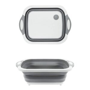 098 Foldable Chopping Board Dish Rack Washing Bowl Draining Basket 3in1 Multi-function