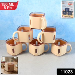 Premium Square Shape Tea Cup Set 6-piece (150 Ml)
