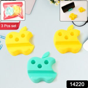 Multi-functional Apple-shaped Plastic Mobile Stand With Pen Holder (3 Pc Mix Color)