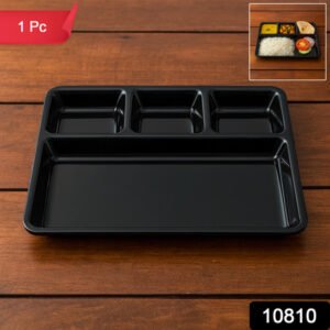 Plastic 4-compartment Rectangular Meal Serving Tray Sectioned Dining Plate (1 Pc)