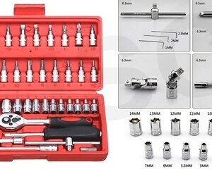 422 Socket 14 Inch Combination Repair Tool Kit (Red 46 Pcs)