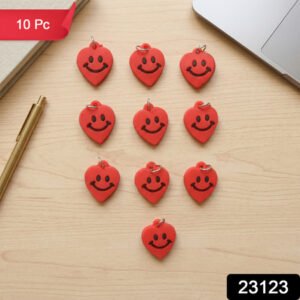 Cute Smiley Heart Shape Bag Charm Keychain Set (10 Pc)