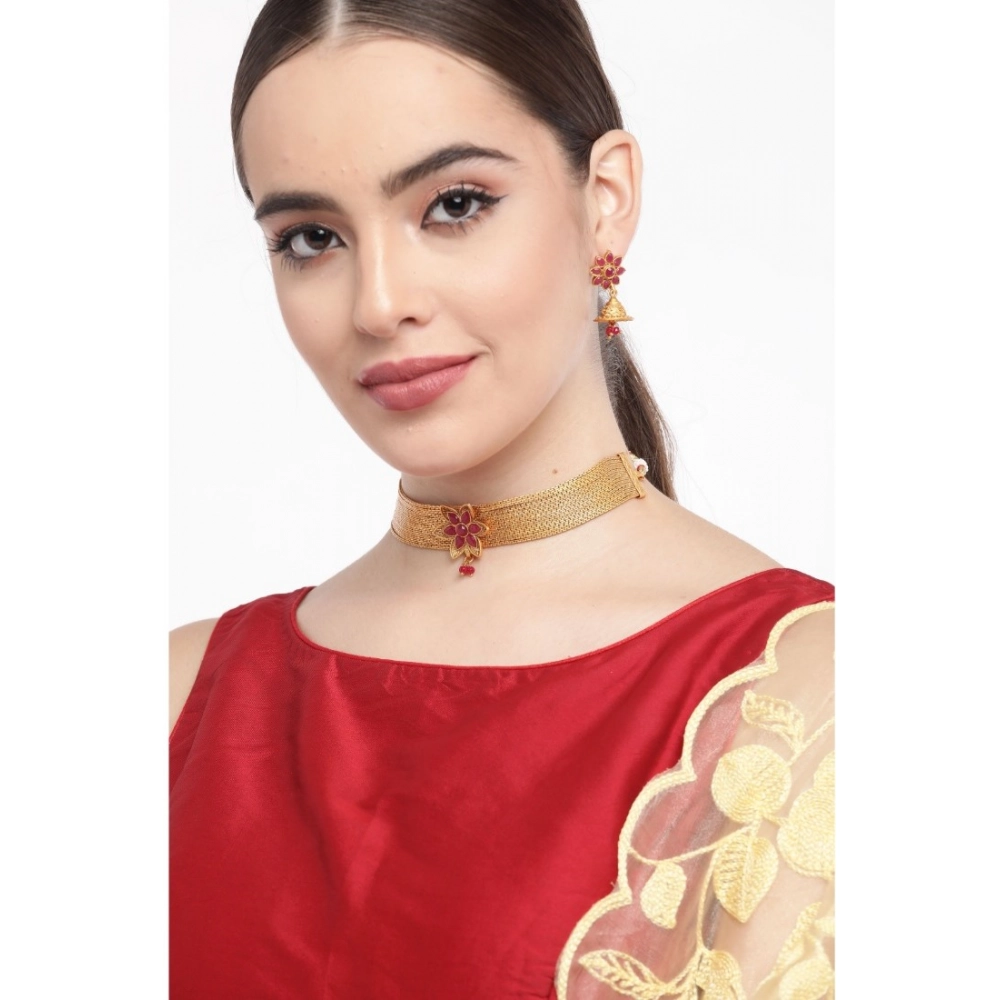 Generic Women's Rose Gold Plated Alloy Necklace & Earings Set (Gold) - Image 2