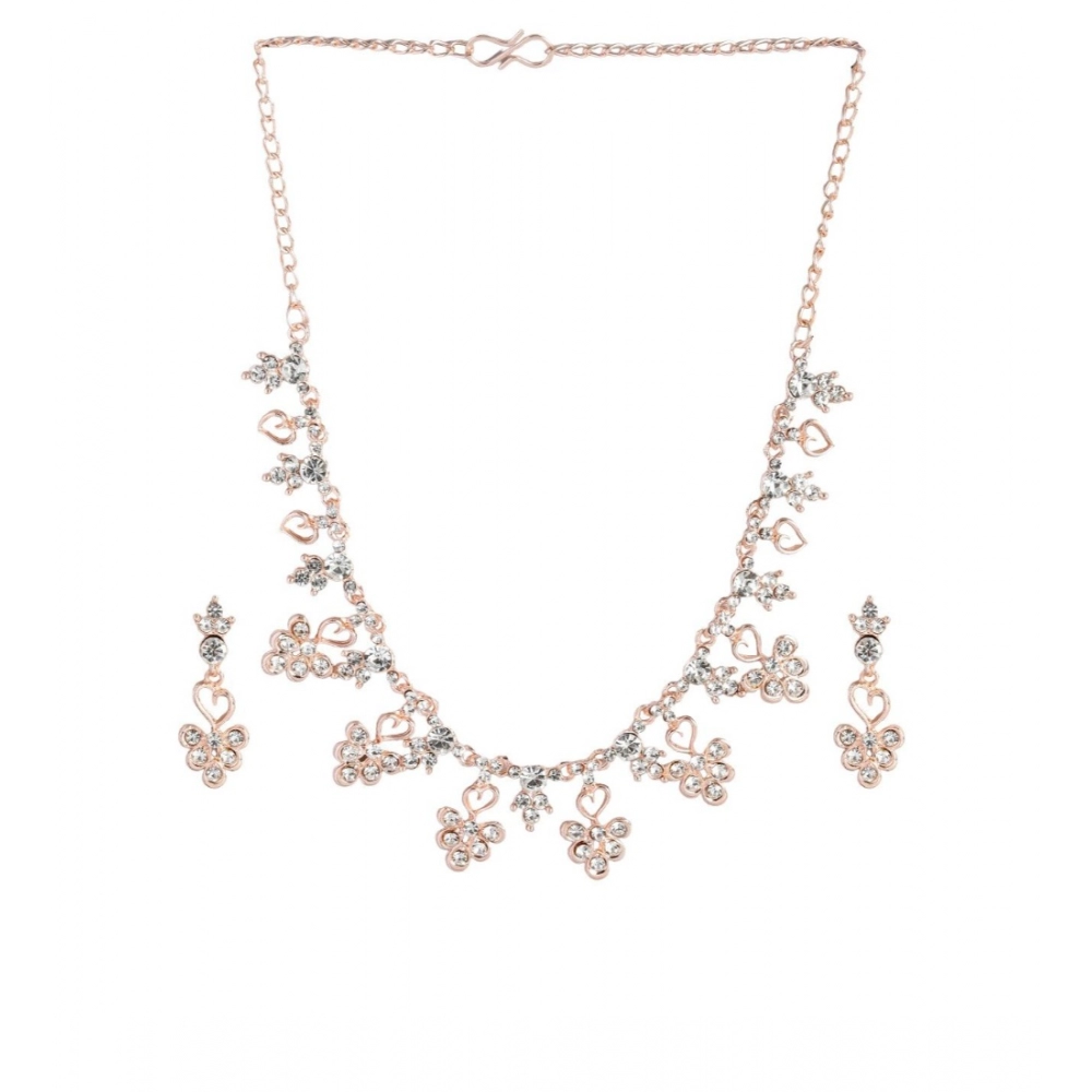 Generic Women's Rose Gold Plated Brass Necklace & Earings Set (Gold) - Image 3