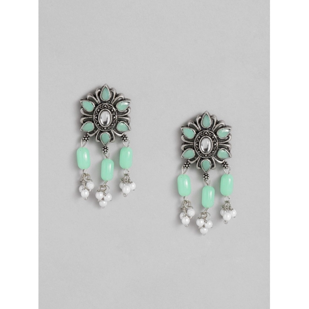 Generic Women's Rose Gold Plated Alloy Necklace & Earings Set (Light Green) - Image 5