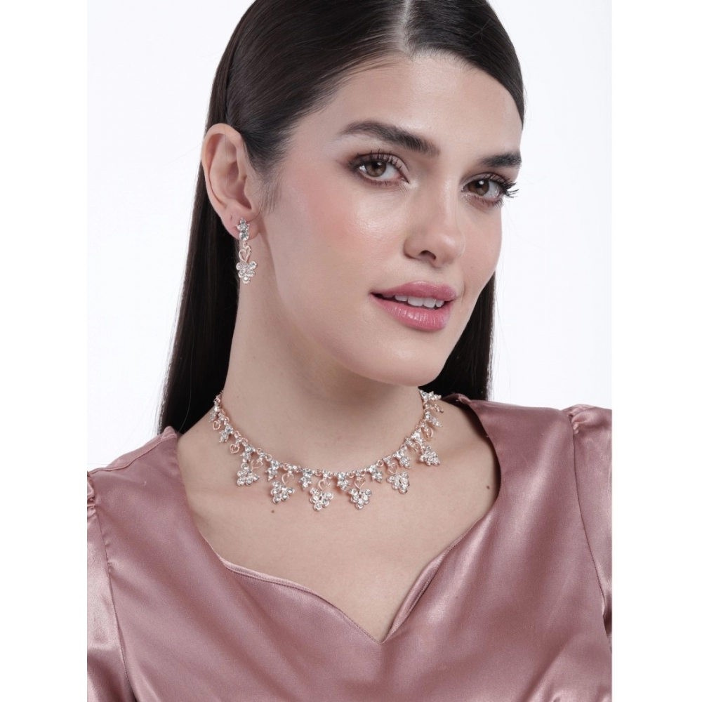 Generic Women's Rose Gold Plated Brass Necklace & Earings Set (Gold) - Image 2
