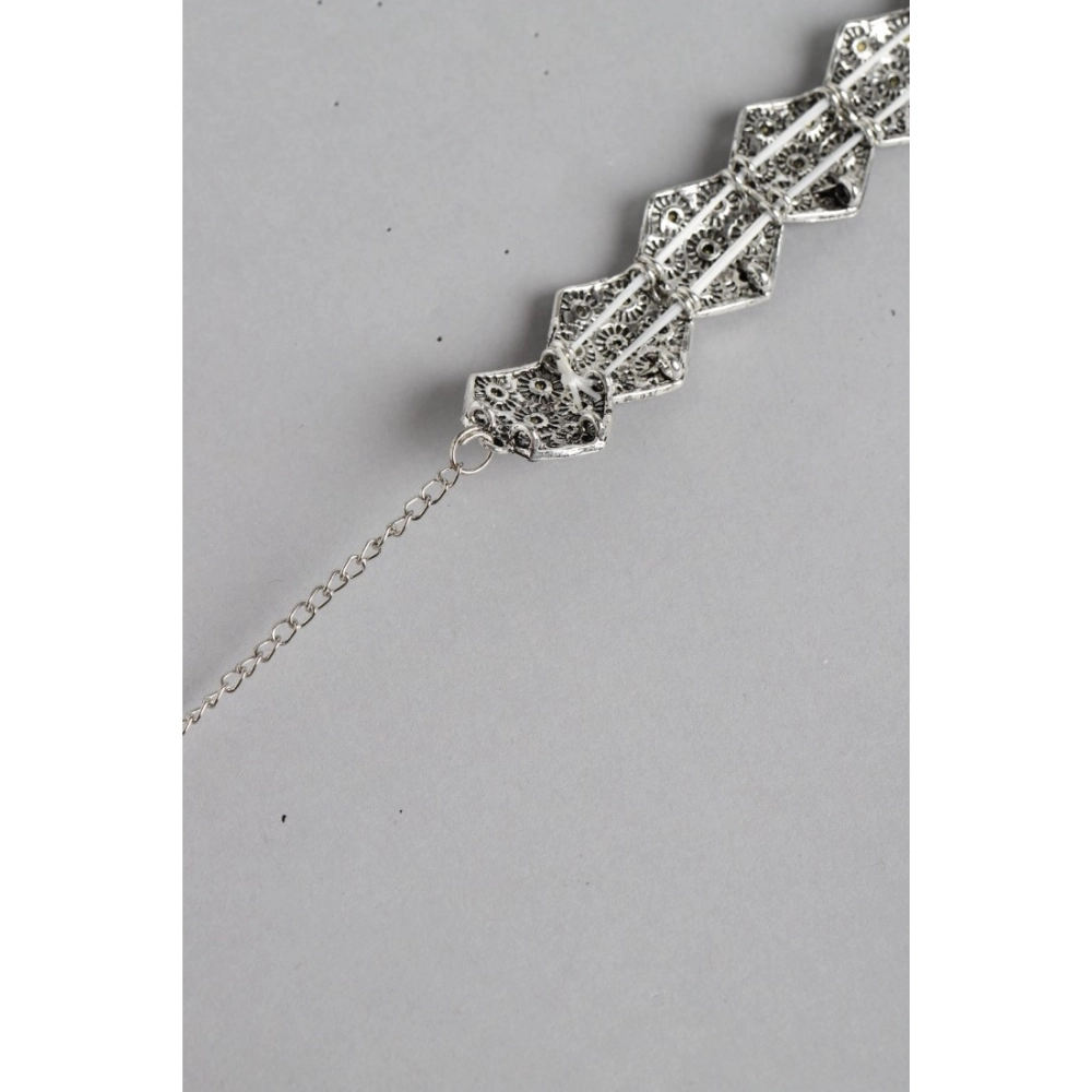 Generic Women's Rose Gold Plated Alloy Choker (Silver & Black) - Image 2