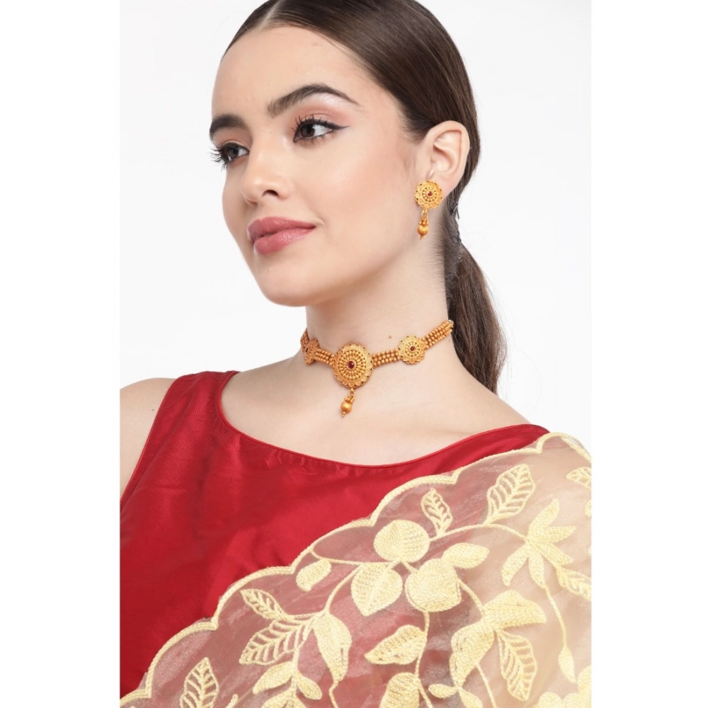 Generic Women's Rose Gold Plated Alloy Necklace & Earings Set (Gold) - Image 2
