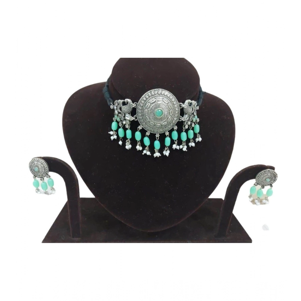 Generic Women's Rose Gold Plated Alloy Necklace & Earings Set (Light Green) - Image 5