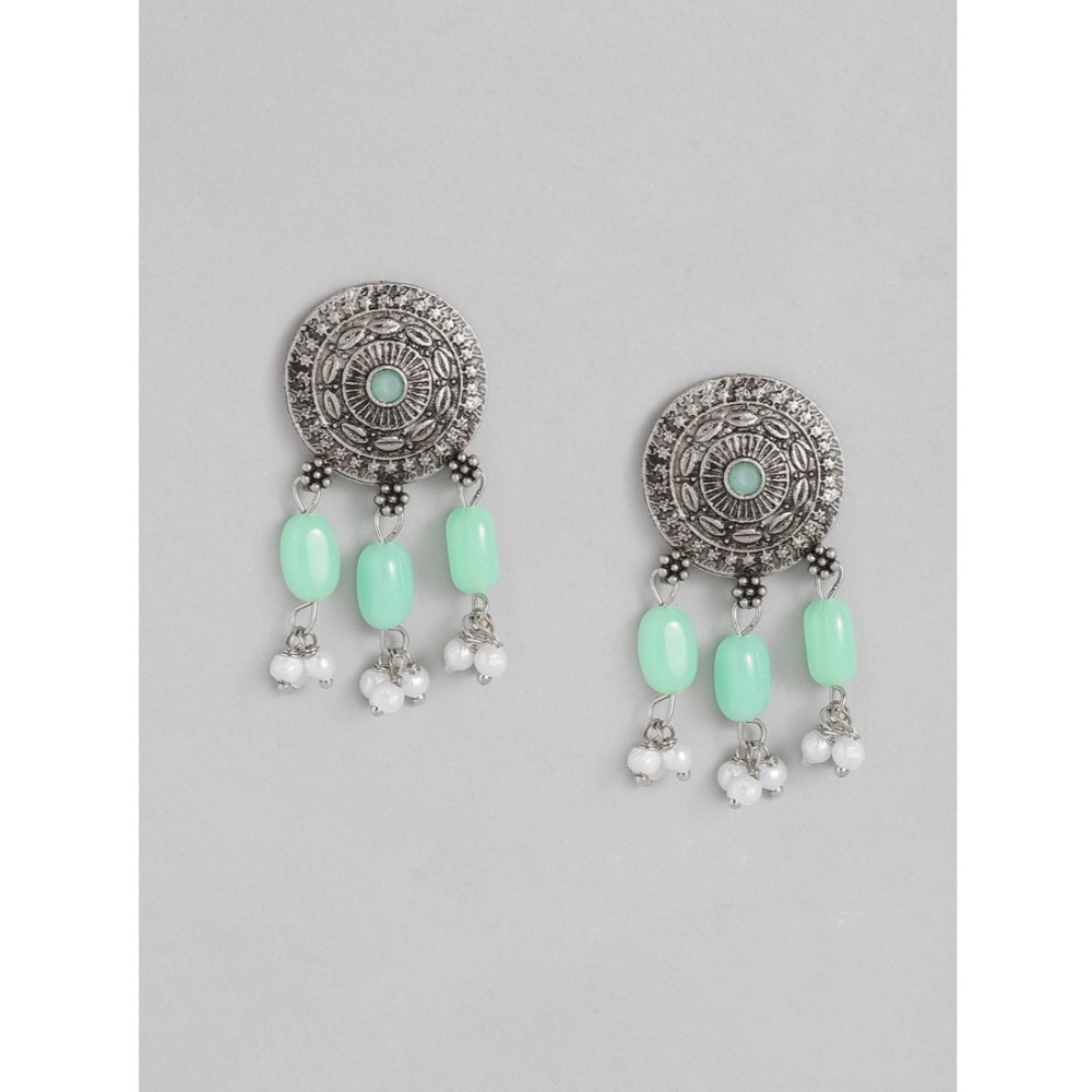 Generic Women's Rose Gold Plated Alloy Necklace & Earings Set (Light Green) - Image 2