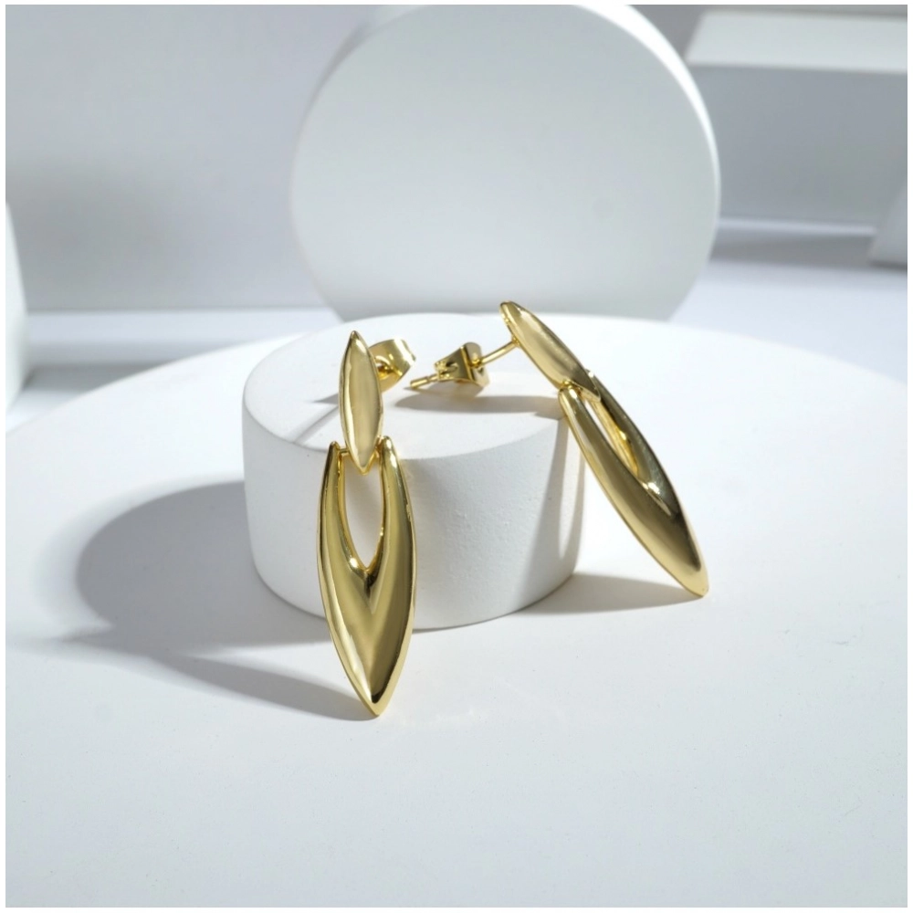Generic Women's brassNew Gold Tone Polish Mini Office Earrings (Gold Plated) - Image 3