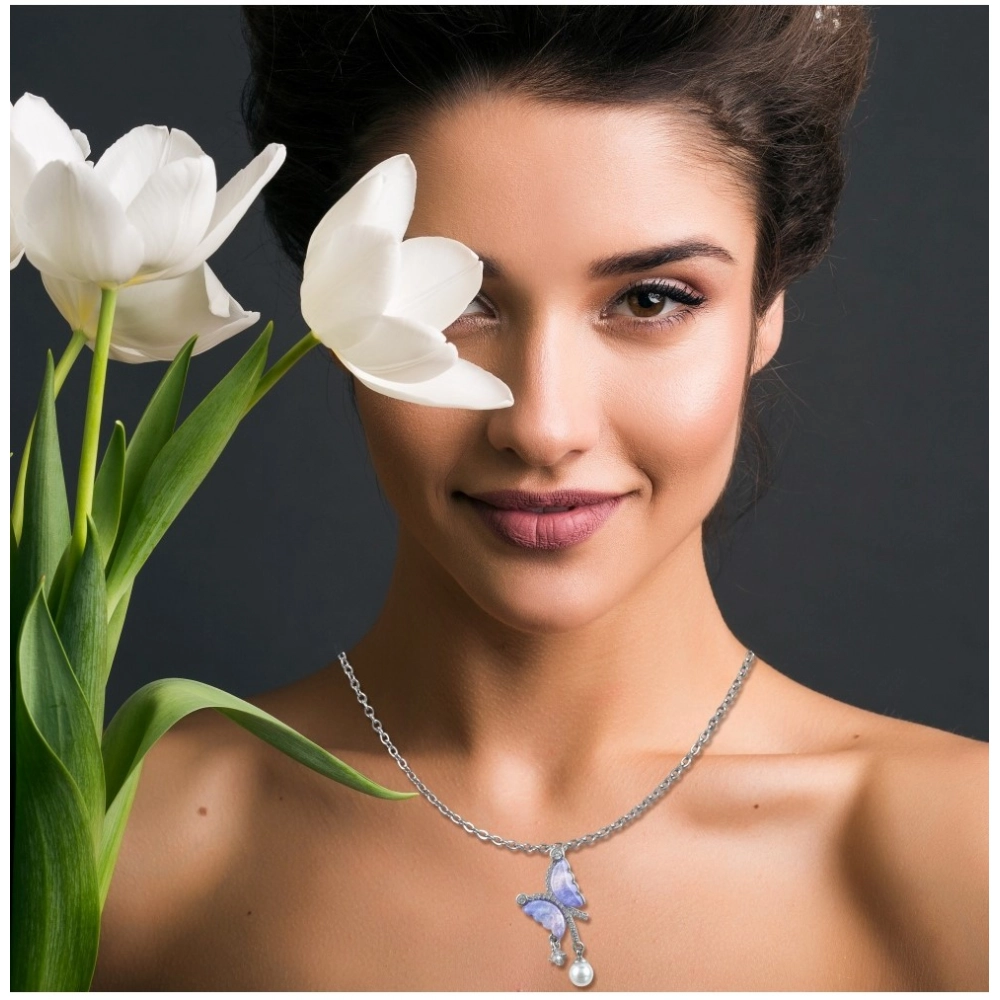 Generic Women's Stainless Steel Butterfly Dailywear Pendent Delicate Chain (Silver Plated) - Image 3