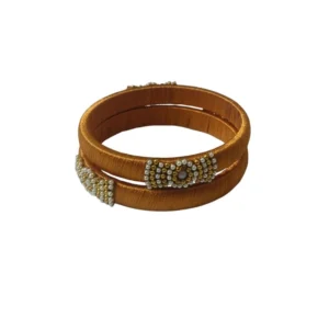 Generic Women's Plastic Silk Thread Bangles (Light Brown, Size: 2.1)