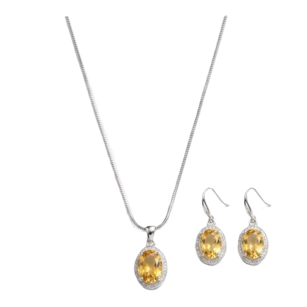 Generic Women's Brass Silver Plated Pendant Set (Yellow) - Image 2