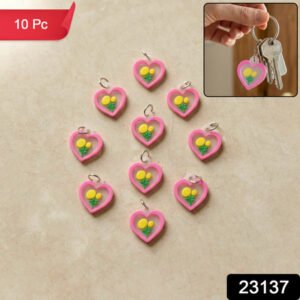 Cute Heart Flower Design Bag Charm Keychain Set (10 Pc)
