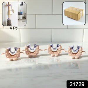 Wall Mounted Broom Mop Holder Clips (4 Pc Set)