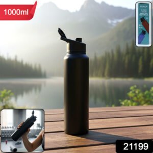 Stainless Steel 1000ml Flip-top Reusable Sports Water Bottle 1 Pc