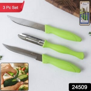 Premium Popular Stainless Steel Kitchen Knife And Peeler Combo Set (3 Pc)