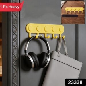 Self-adhesive Plastic 5-hook Wall Hanger For Home Storage And Organisation (1 Pc)