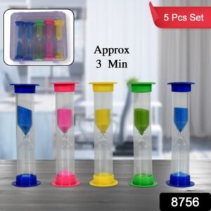 8756 Sand Timer Plastic Hourglass Sand Glass Toy Sand Clock For Kitchen Office School And Brushing Teeth For Bathroom Timer Clock Children Hourglass Sand Glass Toothbrush Household Sand Clock (3 Min Approx 5 Pc)