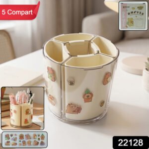 5 Compartment Rotating Pen Holder 360 Desk Organizer For Office Home (1 Pc)