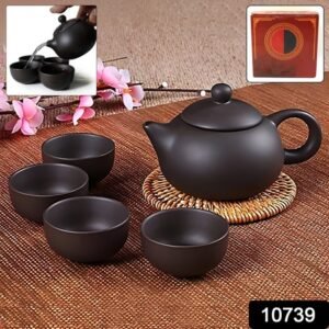 Premium Black Clay Ceramic Tea Set With Teapot 4 Cups