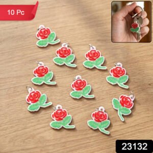 Rose Flower Design Bag Charm Keychain Set (10 Pc)