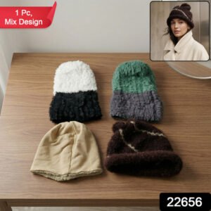 Winter Warm Woolen Beanie Cap For Men Women (1 Pc Mix Desin)