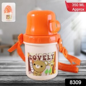 Lovely Cartoon Printed Plastic Cup With Lid (Approx. 350 Ml 1 Pc)