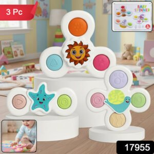 White Baby Spinner Toy Set Sensory Suction Spin Toys (3 Pc Set)