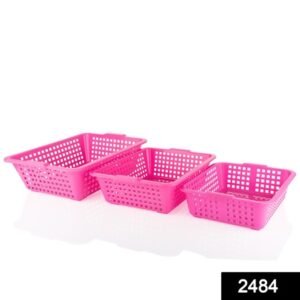 2484 Plastic Multiple Size Cane Fruit Baskets (3 Size Large Medium Small)