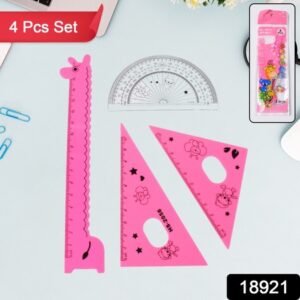 Cute Cartoon Giraffe Ruler Scale Meter Ruler Triangle Ruler (4 Pc Set)