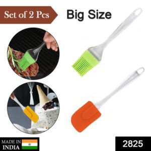 2825 2 In 1 Combo Of Big Brush Spatula Set For Pastry Cake Mixer Decorating Cooking Baking Grilling Tandoor Bakeware Combo Kitchen Tool Set