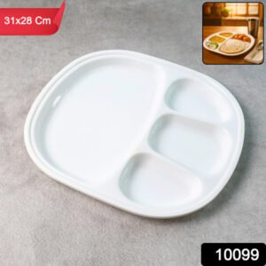 Plastic Large Compartment Dinner Plate Thali With 4 Sections