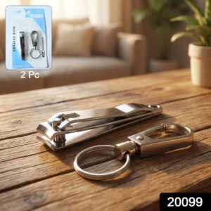 Stainless Steel Nail Clipper Set With Keychain Holder (2 Pc)
