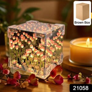 Decorative Tulip Flower Led Cube Night Lamp Set (1 Set Mix Color)
