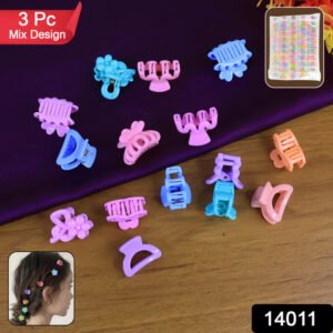 Plastic Small Hair Clips For Girls Kids Hair Accessories (3 Pcs Set Mix Color Design)