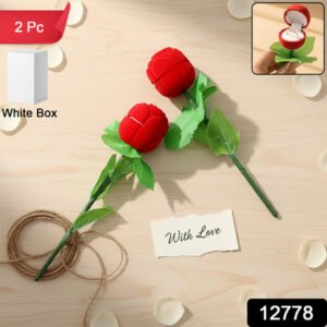 Romantic Artificial Rose Ring Box Stick  2 Piece Flower Shaped