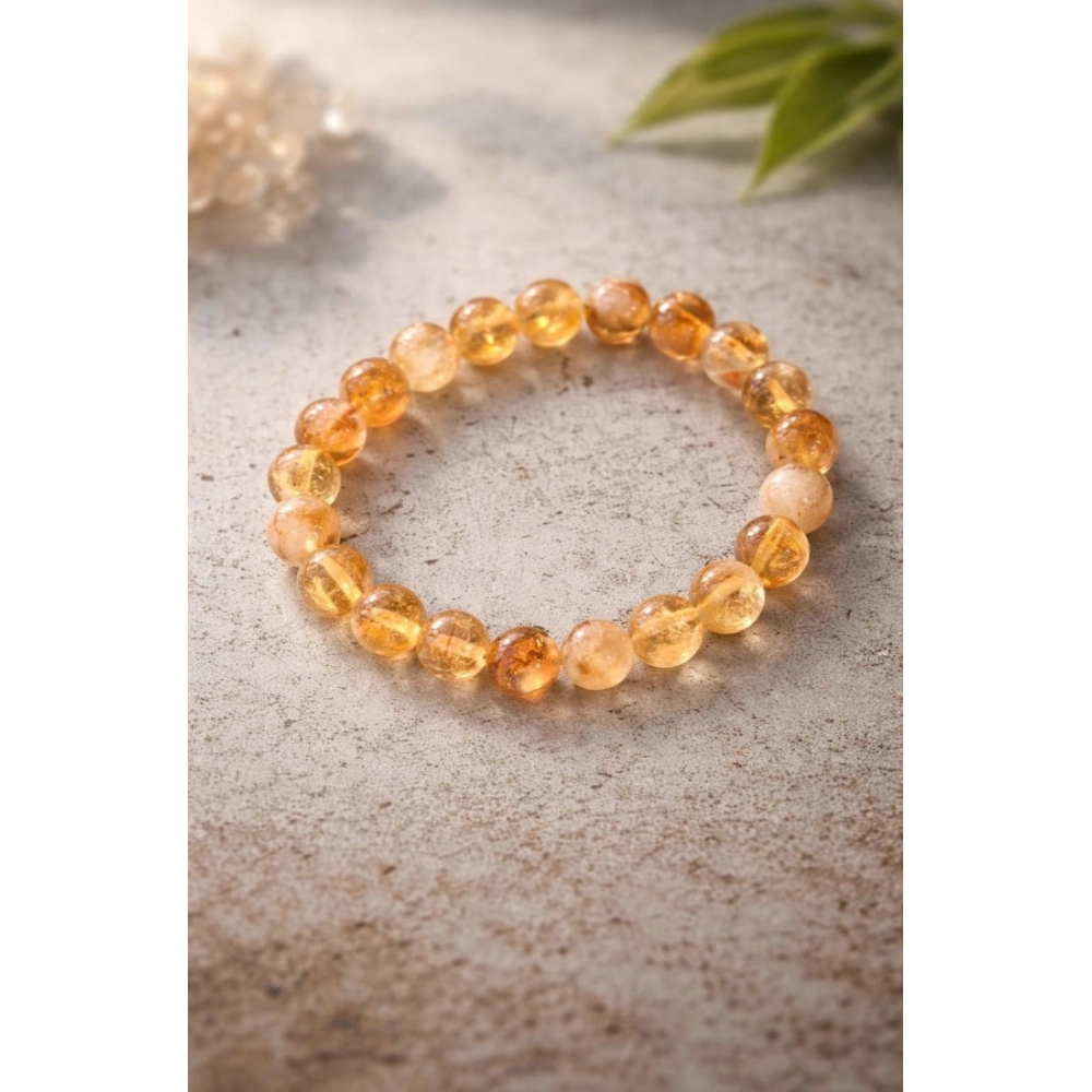 Generic Natural Crystal 8mm Citrine Bracelet (Musterd Yellow) - Image 2