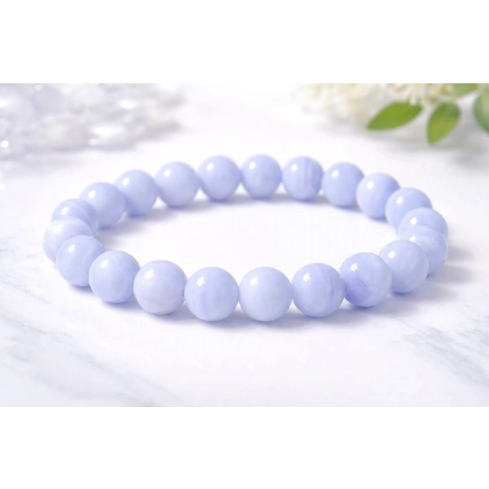 Generic Natural Crystal 8mm Bluelace Agate Bracelet (Light Blue) - Image 2