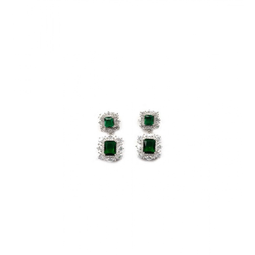 Generic Women's Brass Silver Plated Pendant Set (Green) - Image 5
