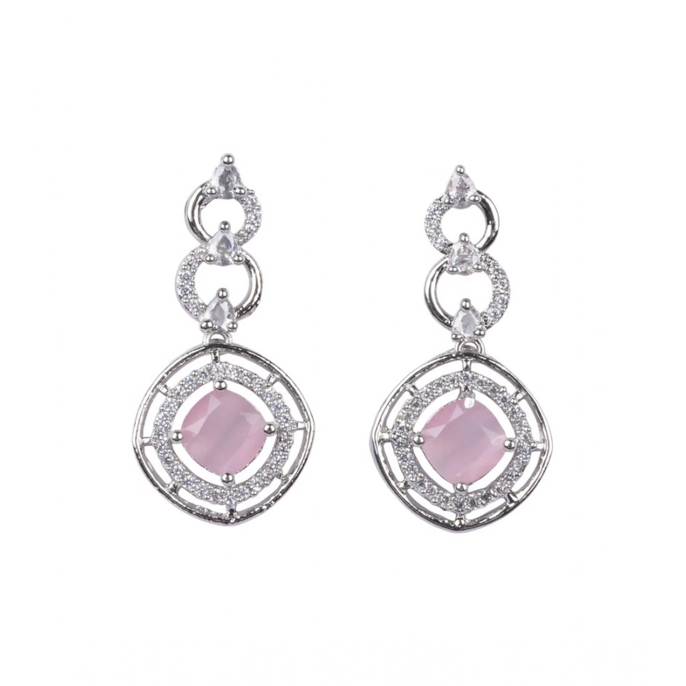 Generic Women's Brass Silver Plated Necklace set (Pink) - Image 5