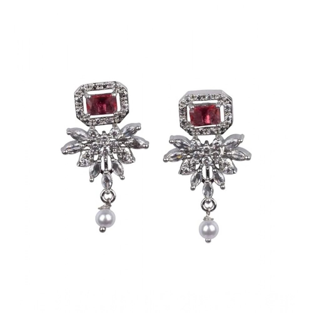 Generic Women's Brass Silver Plated Necklace set (Red) - Image 5