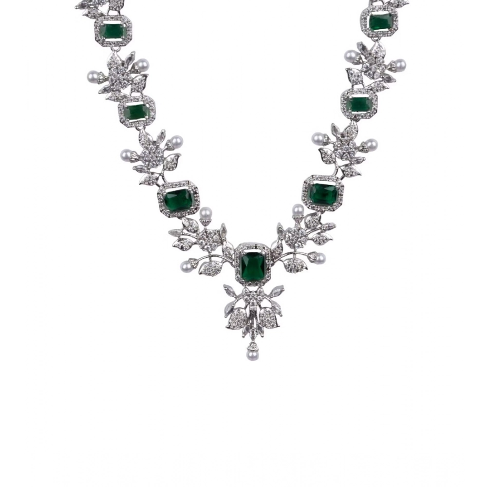 Generic Women's Brass Silver Plated Necklace set (Green) - Image 4