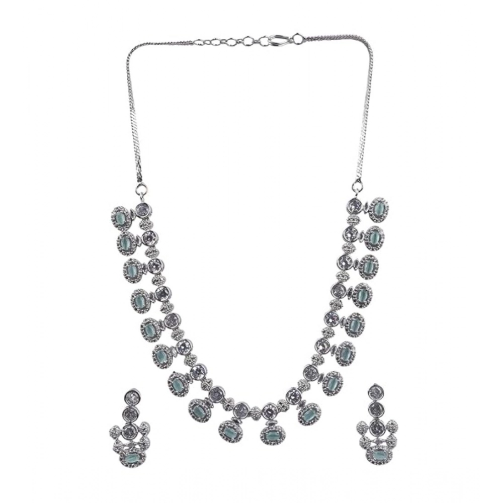 Generic Women's Brass Silver Plated Necklace set (Turquoise) - Image 2