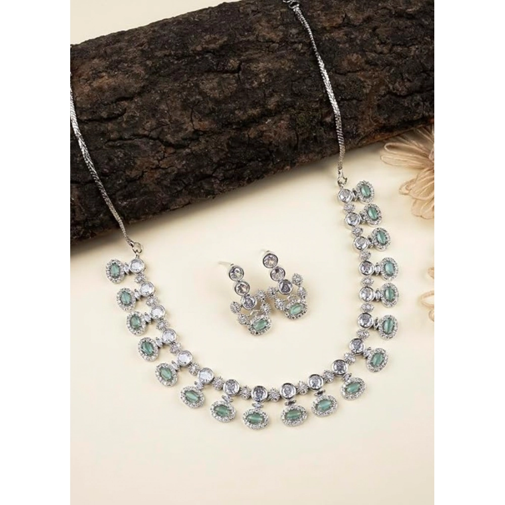 Generic Women's Brass Silver Plated Necklace set (Turquoise) - Image 3