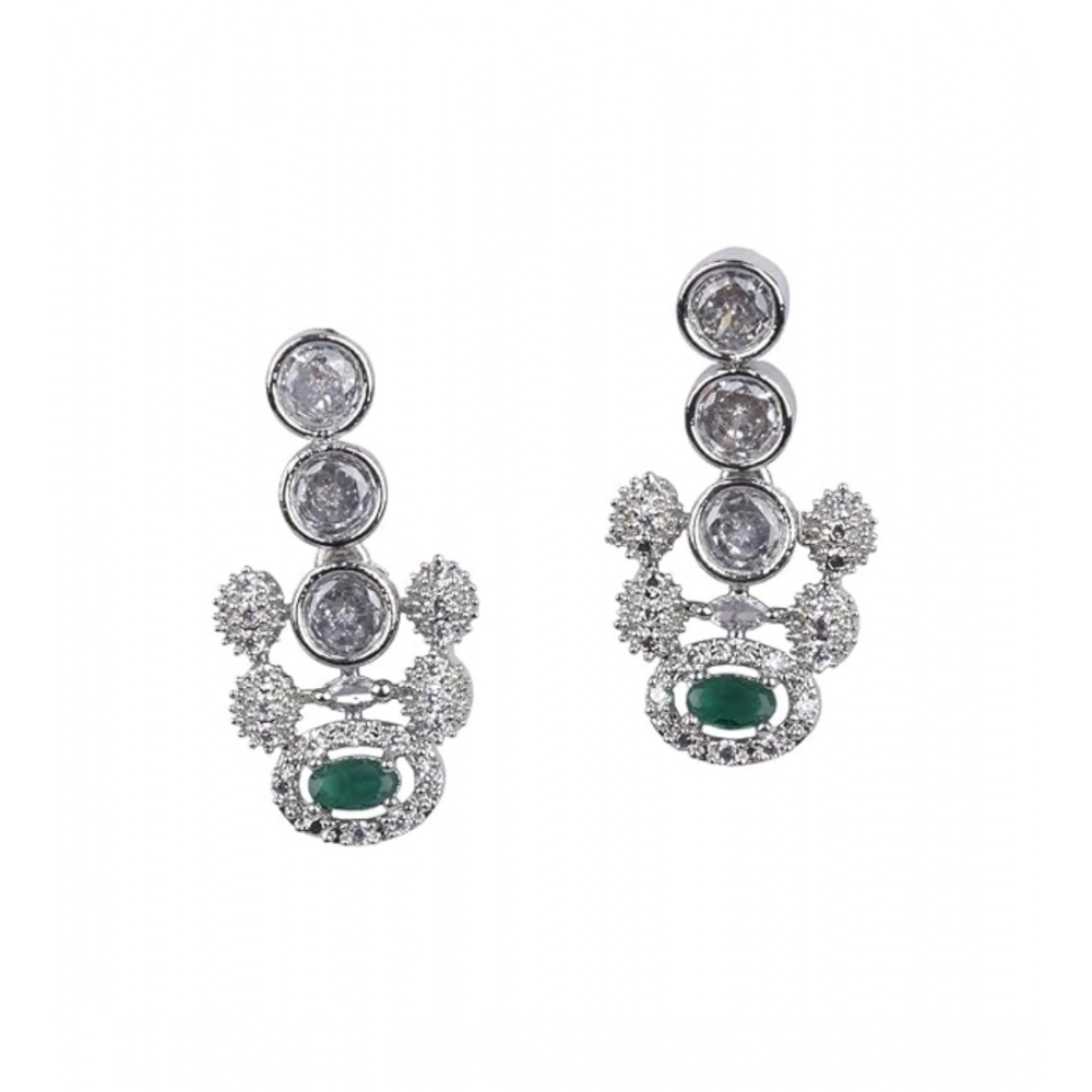 Generic Women's Brass Silver Plated Necklace set (Green) - Image 5